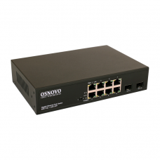 Osnovo SW-80802(150W) PoE коммутатор Gigabit Ethernet на 8 RJ45 + 2 SFP порта